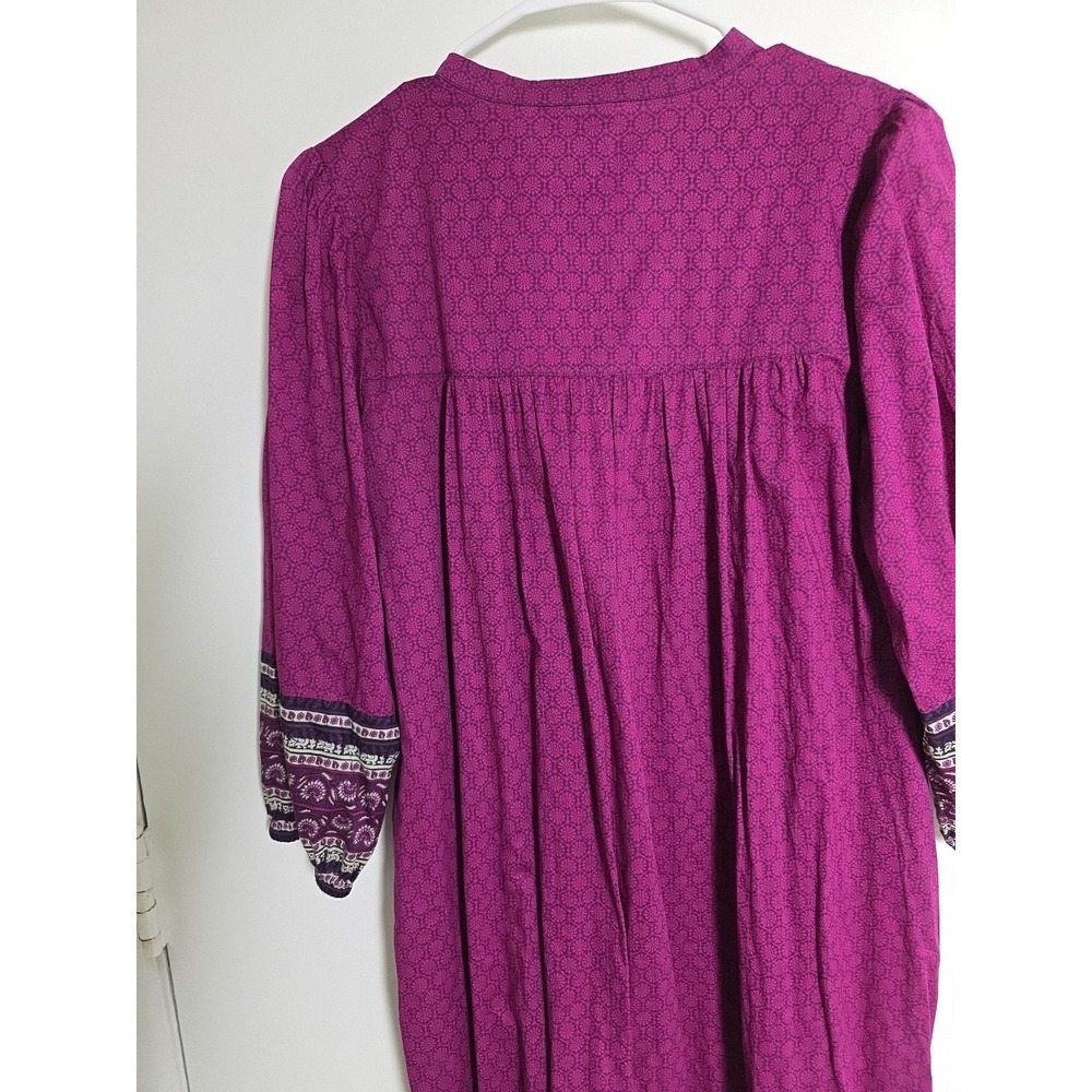 Anna Sui Womens Long Sleeve Print Dress Purple Size S Casual Lightweight - Picture 6 of 10
